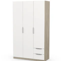 Kleiderschrank Spectre 120cm - matt weiß/Eiche