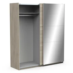 Kleiderschrank Spectre 178cm mit Schiebetüren und Spiegel - Eiche Dekor