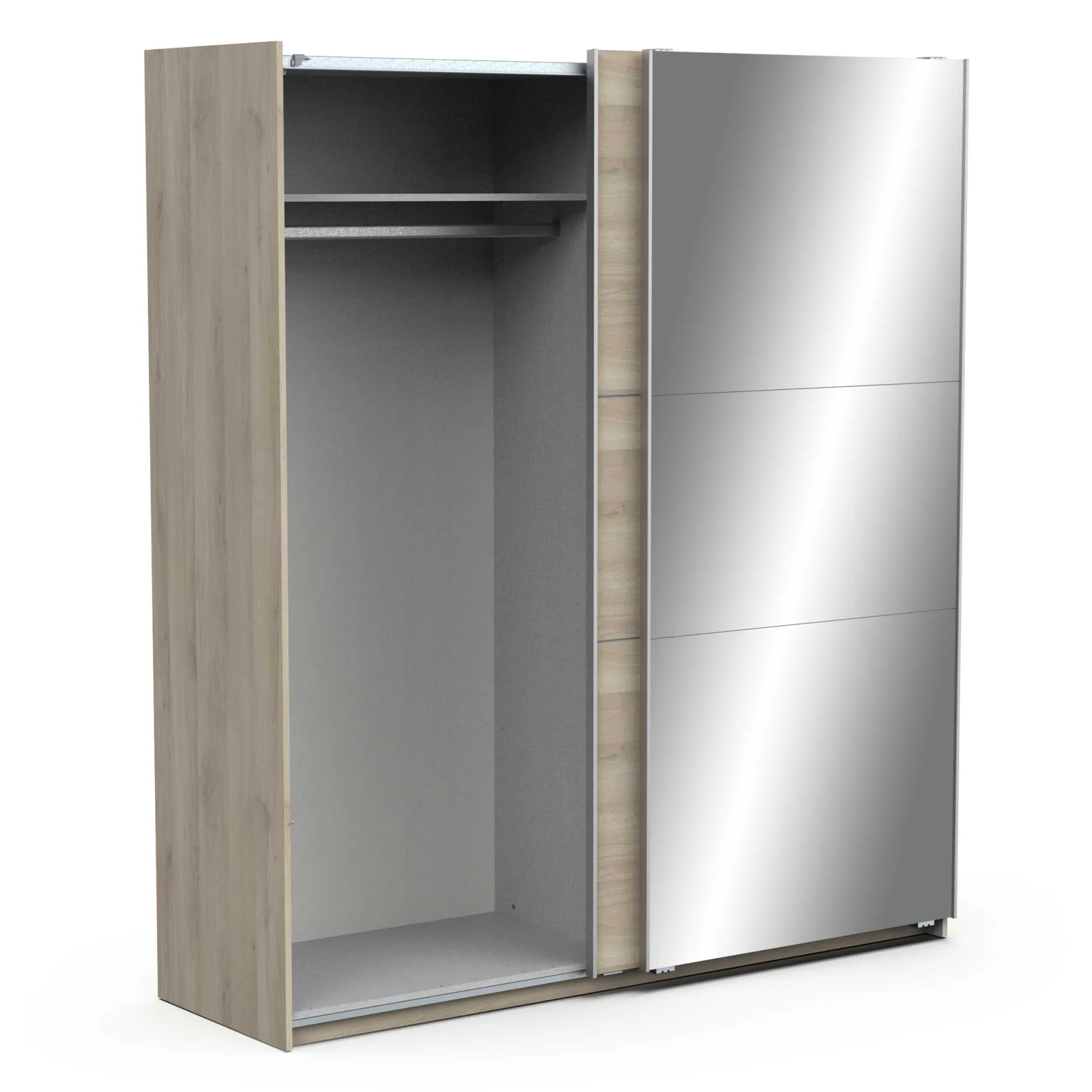 Kleiderschrank Spectre 178cm mit Schiebetüren und Spiegel - Eiche Dekor