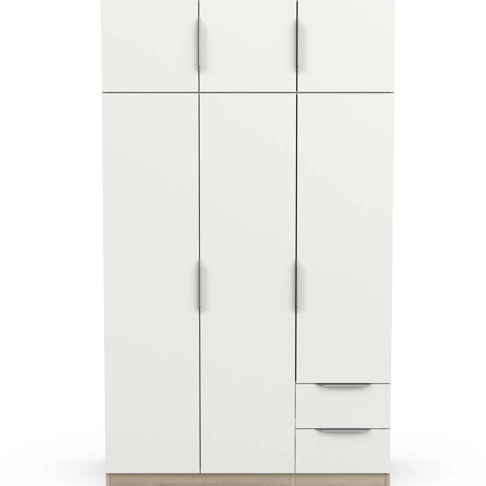 Kleiderschrank Spectre 120cm 6 Türen und 2 Schubladen - matt weiß/Eiche