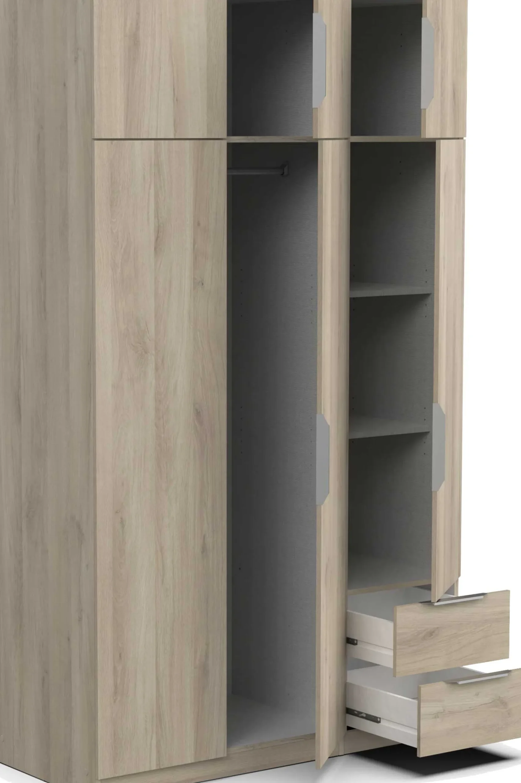 Kleiderschrank Spectre 120cm 6 Türen und 2 Schubladen - Eiche
