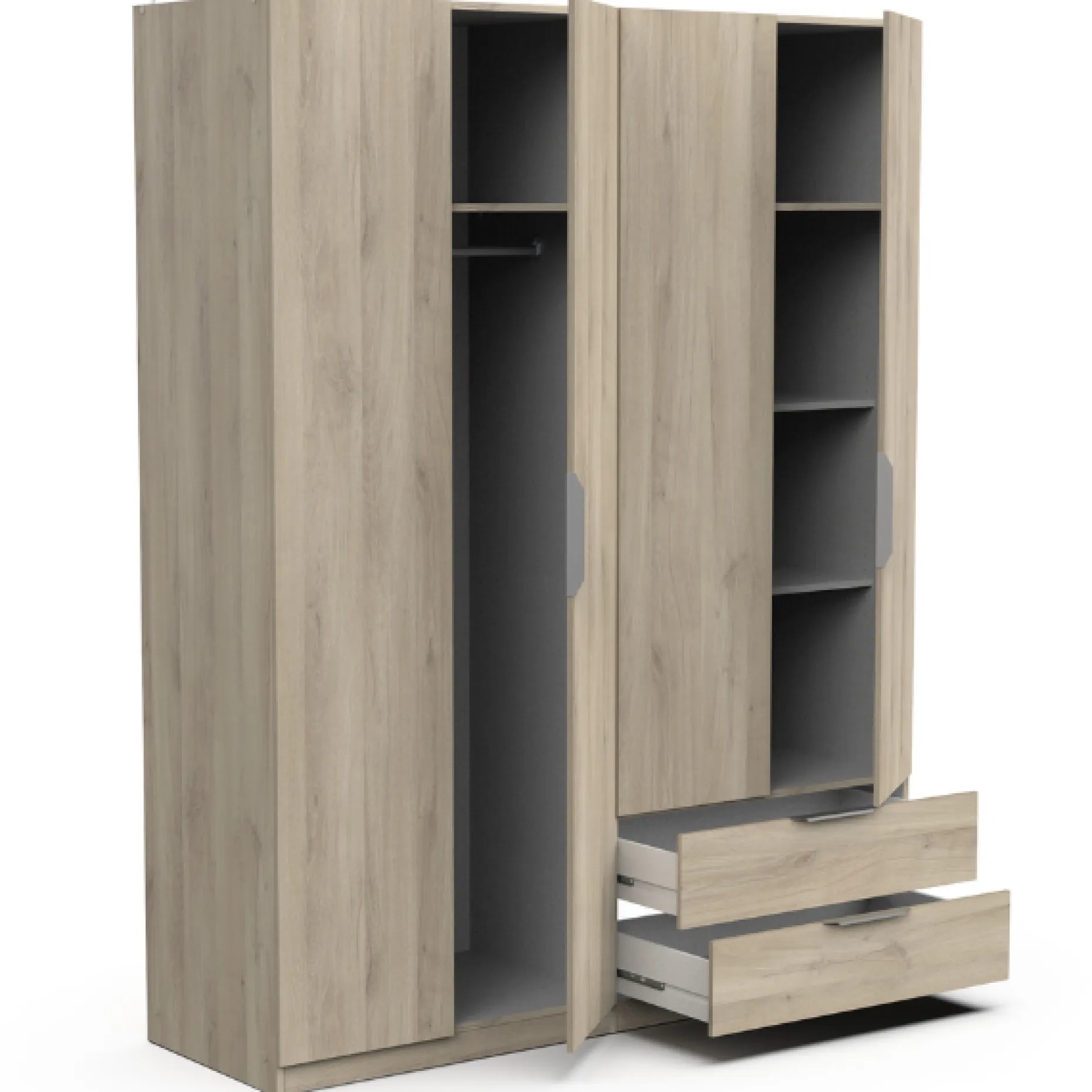 Kleiderschrank Spectre 157cm 4 Türen und 2 Schubladen - Eiche
