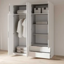 Kleiderschrank Spectre 157cm 8 Türen und 2 Schubladen - matt weiß
