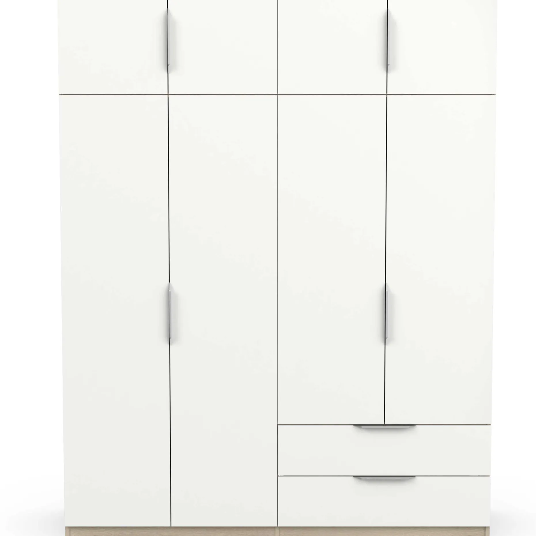 Kleiderschrank Spectre 157cm 8 Türen und 2 Schubladen - matt weiß/Eiche Dekor