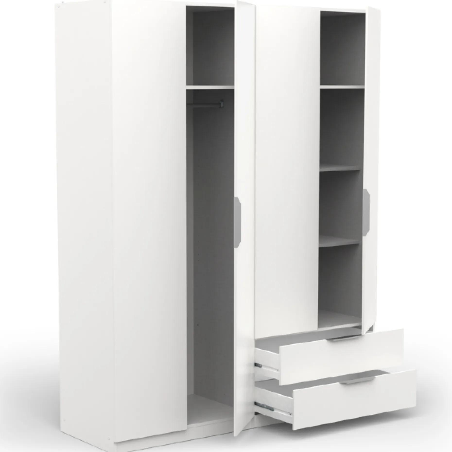 Kleiderschrank Spectre 157cm 4 Türen und 2 Schubladen - matt weiß