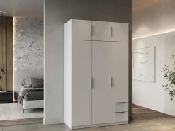Kleiderschrank Spectre 120cm 6 Türen und 2 Schubladen - matt weiß