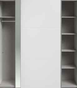 Kleiderschrank Swings - 178x59x203cm - mit Spiegel - 2 Türen - weiß