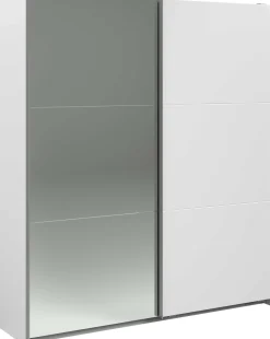 Kleiderschrank Swings - 178x59x203cm - mit Spiegel - 2 Türen - weiß