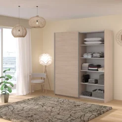 Kleiderschrank Swings - 178x59x203cm - mit Spiegel - 2 Türen - Eichendekor