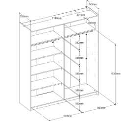 Kleiderschrank Swings - 178x59x203cm - mit Spiegel - 2 Türen - Eichendekor