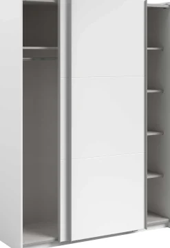 Kleiderschrank Swings - 148x59x203cm - mit Spiegel - 2 Türen - weiß