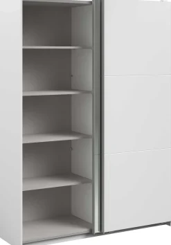 Kleiderschrank Swings - 148x59x203cm - mit Spiegel - 2 Türen - weiß