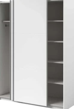 Kleiderschrank Swings - 148x59x203cm - mit Spiegel - 2 Türen - weiß