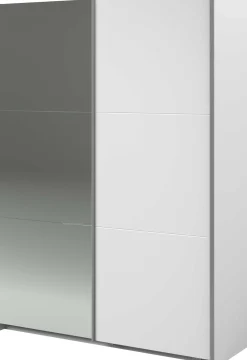 Kleiderschrank Swings - 148x59x203cm - mit Spiegel - 2 Türen - weiß