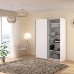 Kleiderschrank Swings - 148x59x203cm - mit Spiegel - 2 Türen - weiß