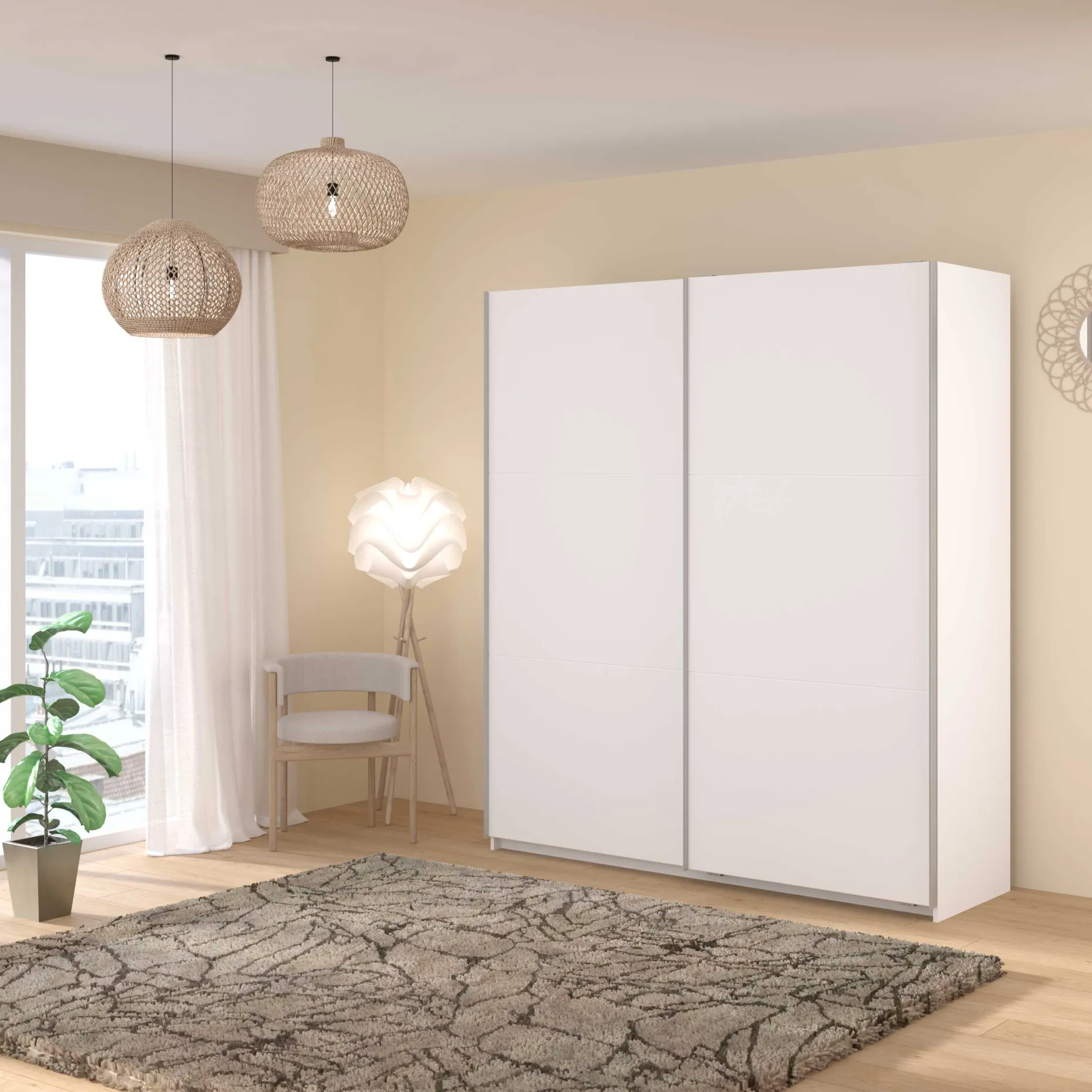 Kleiderschrank Swings - 178x59x203cm - 2 Türen - weiß