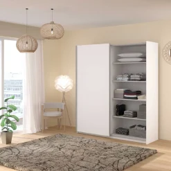 Kleiderschrank Swings - 178x59x203cm - 2 Türen - weiß