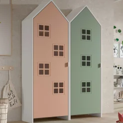 Kleiderschrank 2-teilig Casami Bruges - 115x37x172 cm - rosa/grün