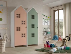 Kleiderschrank 2-teilig Casami Bruges - 115x37x172 cm - rosa/grün
