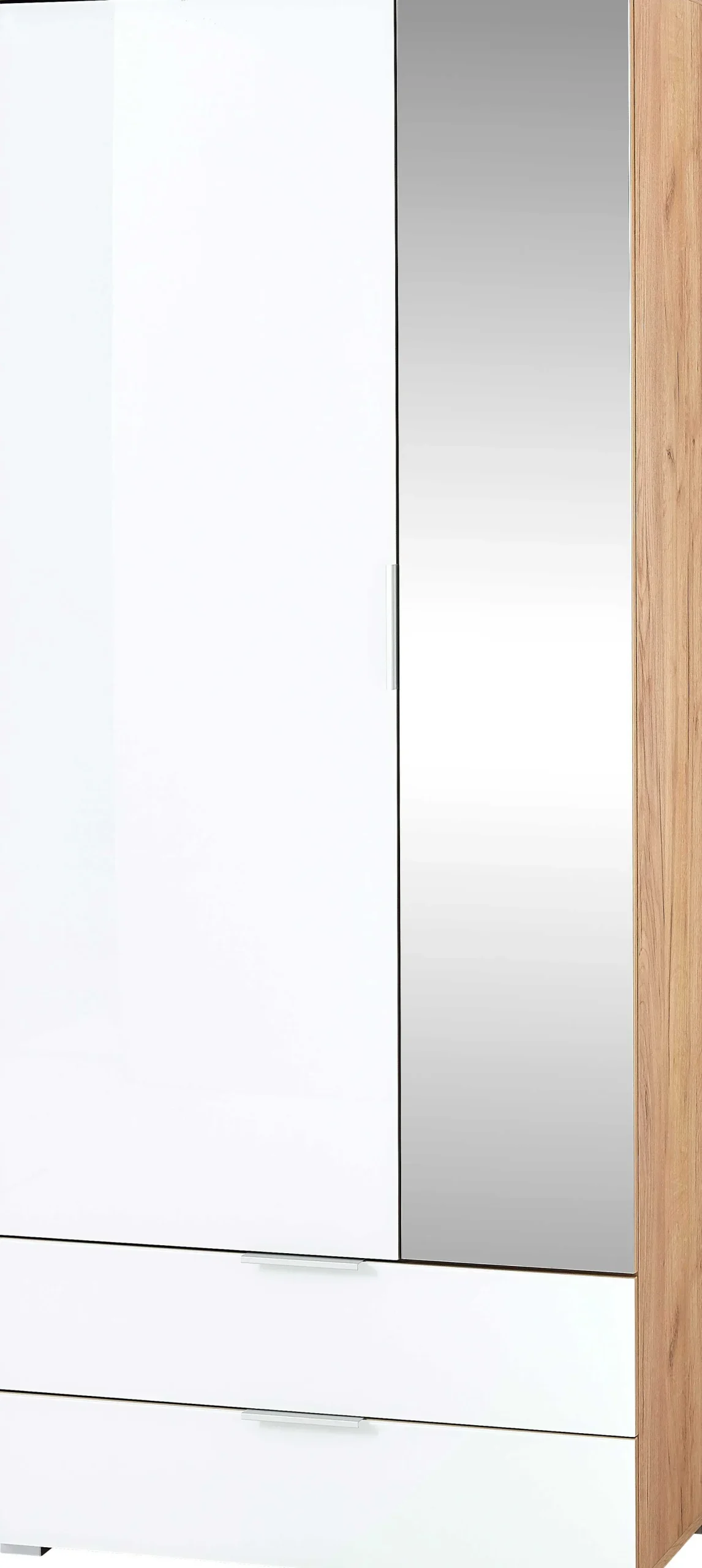 Kleiderschrank Tille 84cm mit 2 Türen und 2 Schubladen - weiß/Eiche