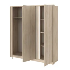 Kleiderschrank Tokio 185cm-Eiche Dekor/weiß