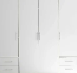 Kleiderschrank Valencia - 206x60x195cm - 4 Türen und 4 Schubladen - weiß