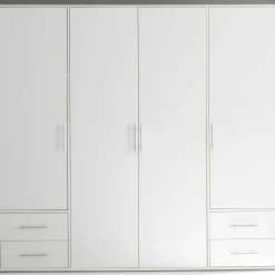 Kleiderschrank Valencia - 206x60x195cm - 4 Türen und 4 Schubladen - weiß