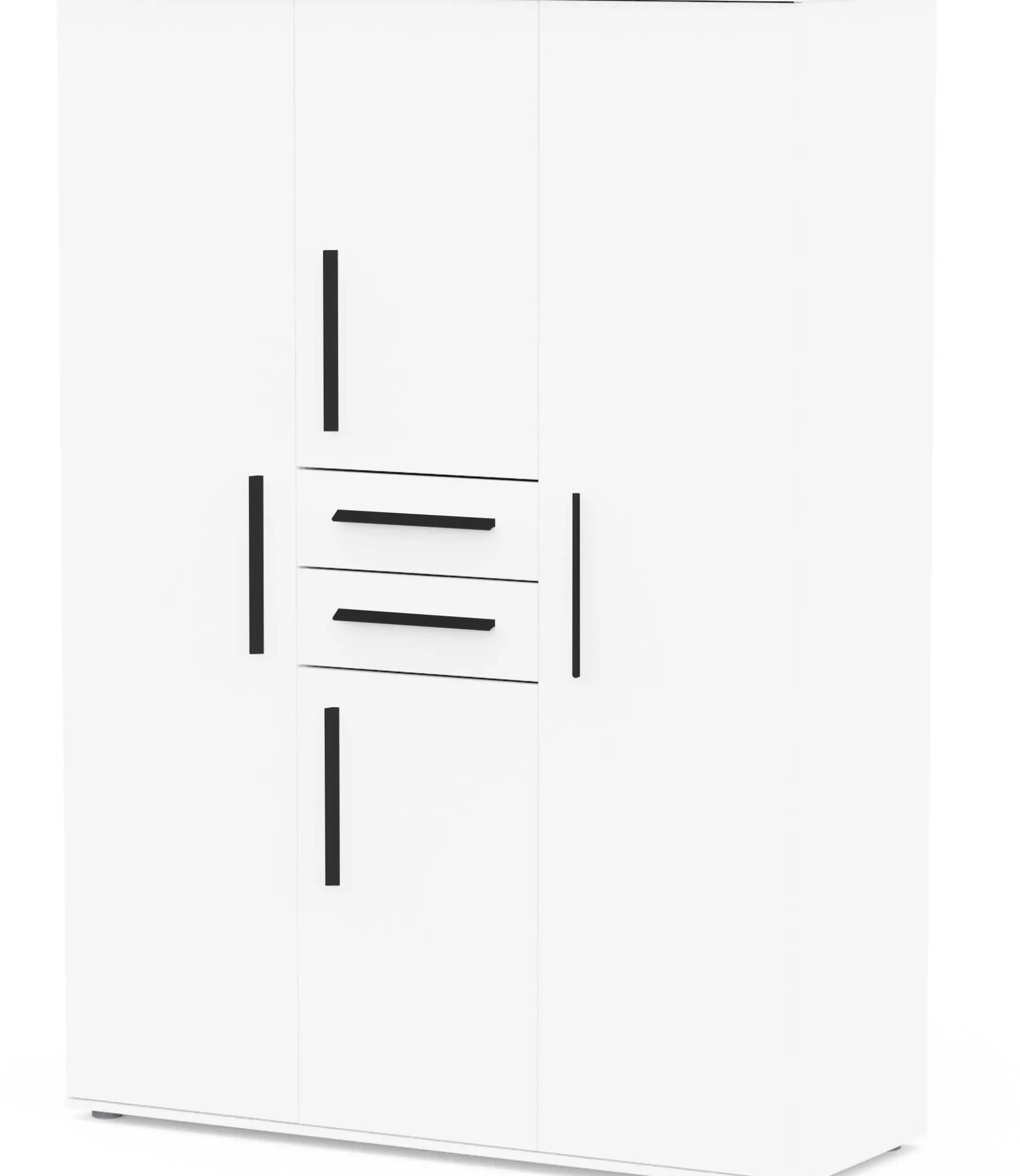 Kleiderschrank Versatil - 135x50x188cm - 4 Türen und 2 Schubladen - weiß