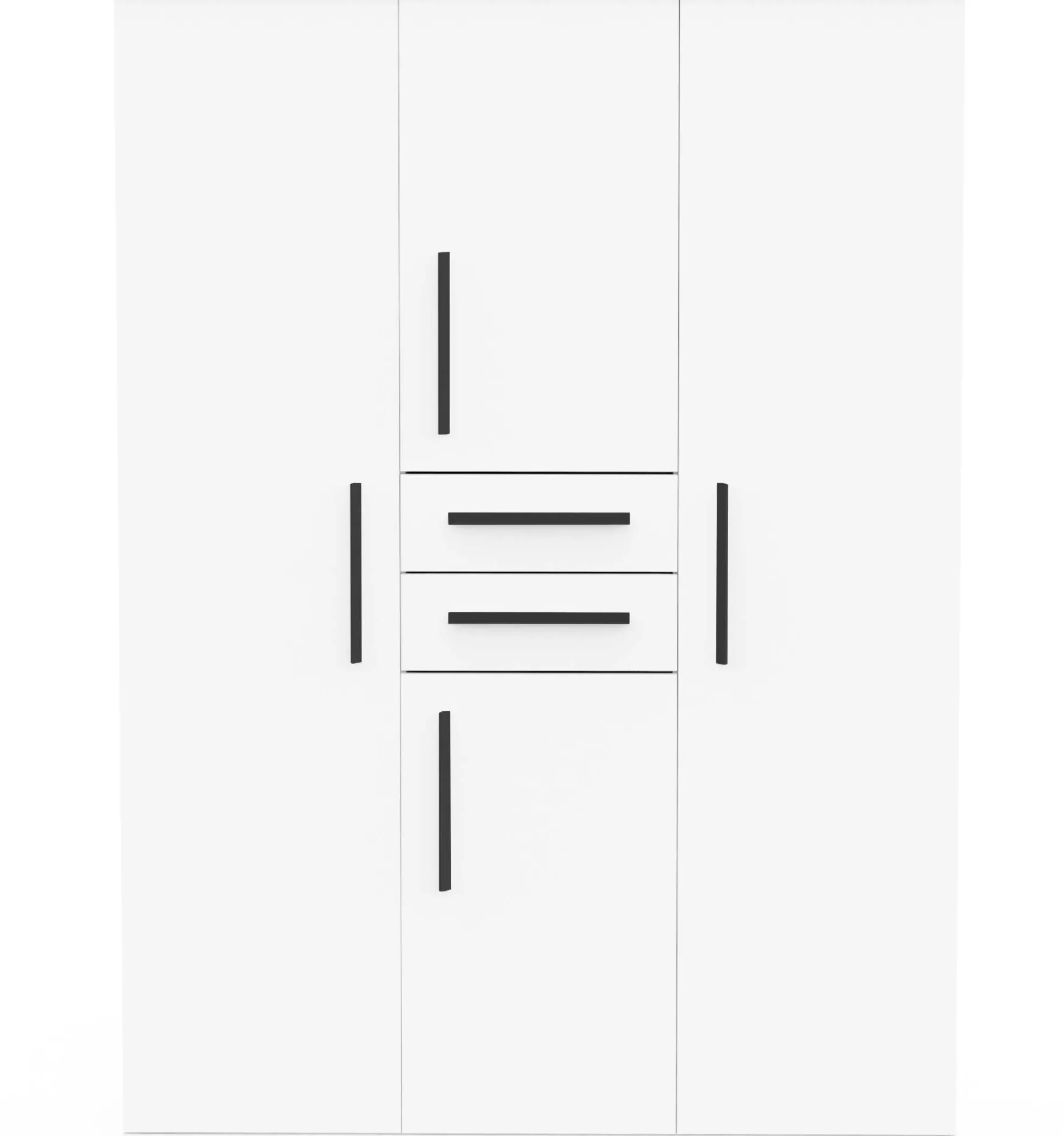 Kleiderschrank Versatil - 135x50x188cm - 4 Türen und 2 Schubladen - weiß