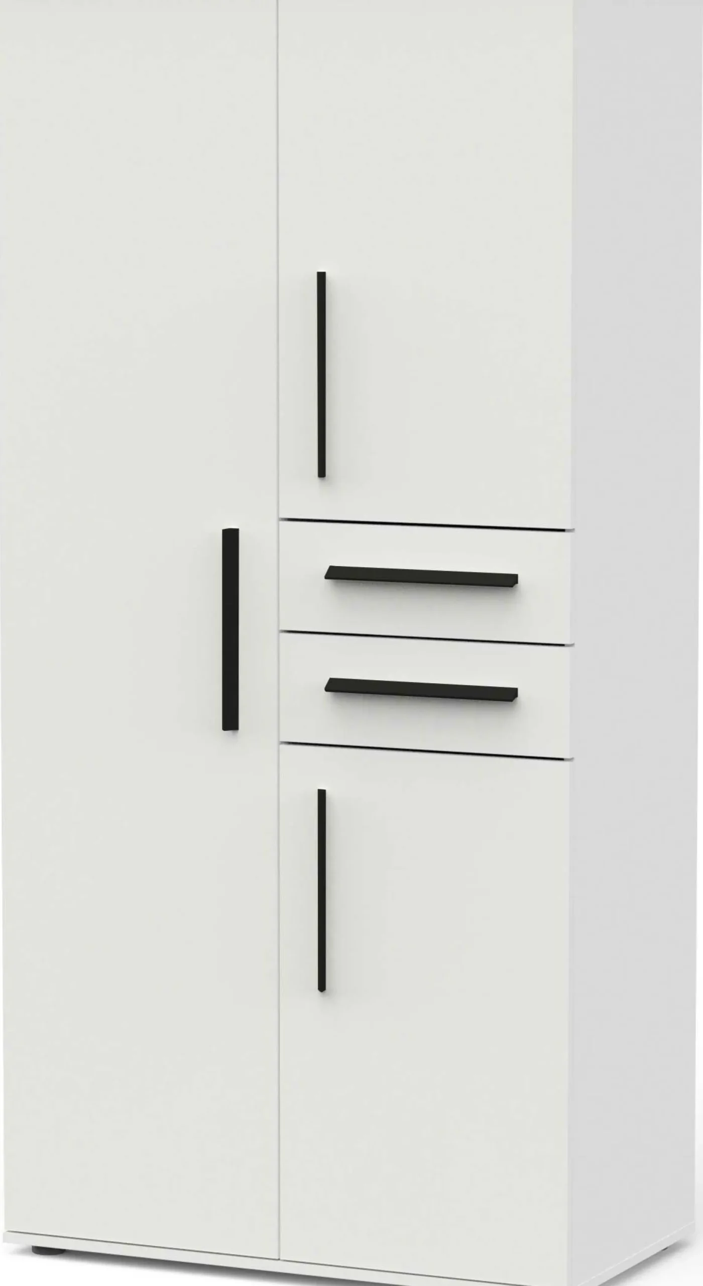 Kleiderschrank Versatil - 90x50x188cm - 3 Türen und 2 Schubladen - weiß
