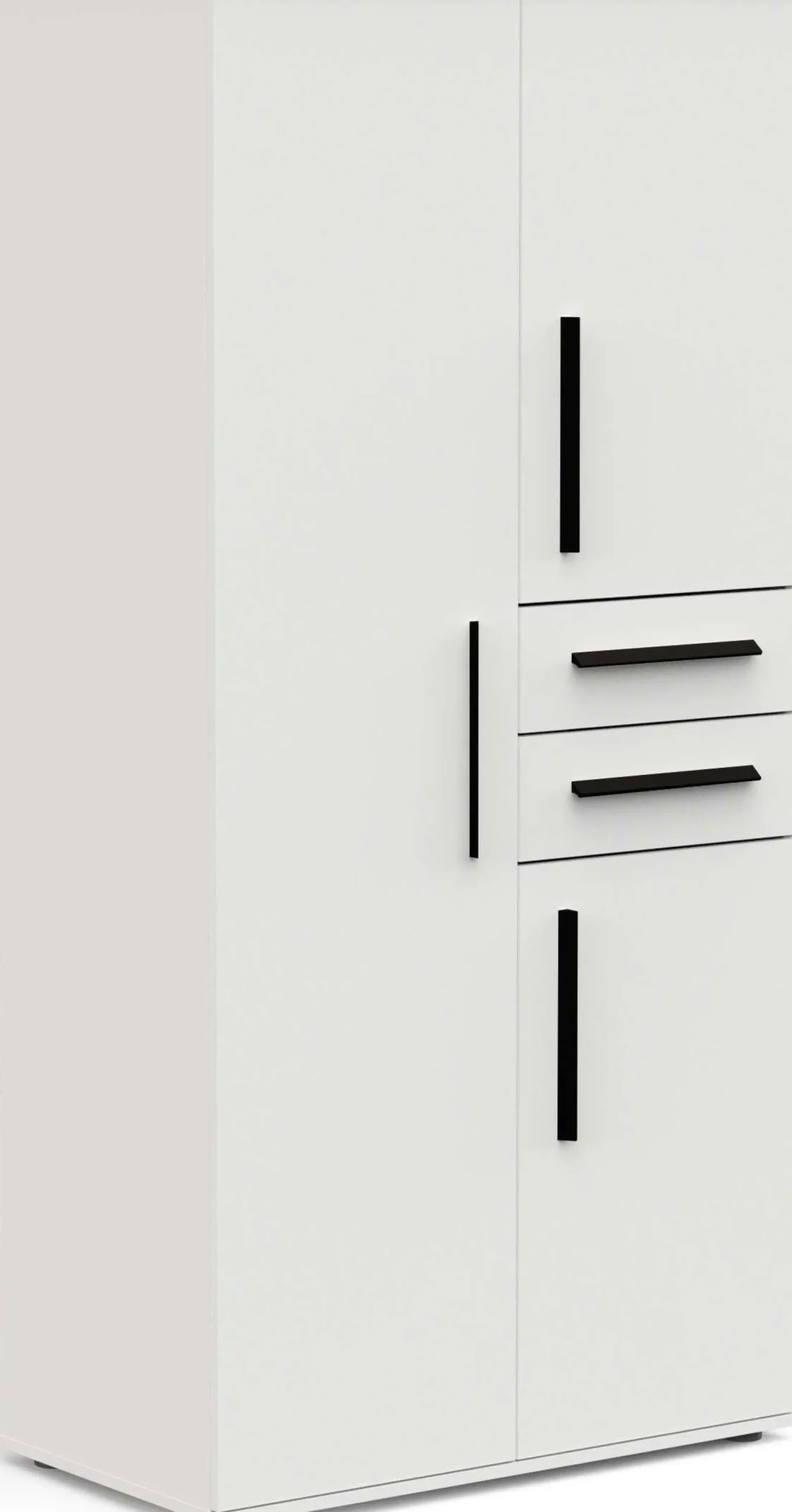 Kleiderschrank Versatil - 90x50x188cm - 3 Türen und 2 Schubladen - weiß