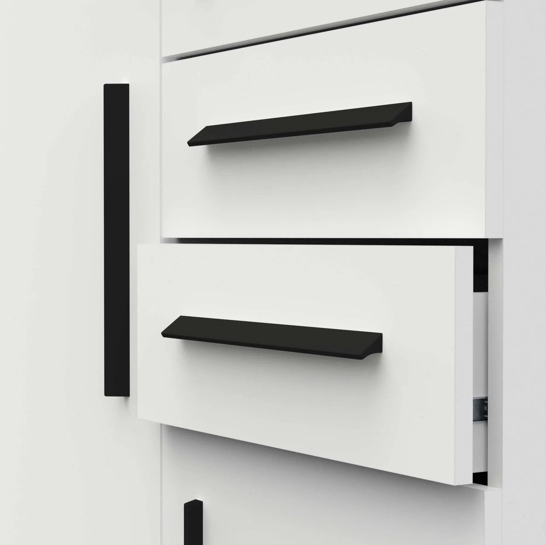 Kleiderschrank Versatil - 90x50x188cm - 3 Türen und 2 Schubladen - weiß