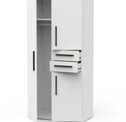 Kleiderschrank Versatil - 90x50x188cm - 3 Türen und 2 Schubladen - weiß