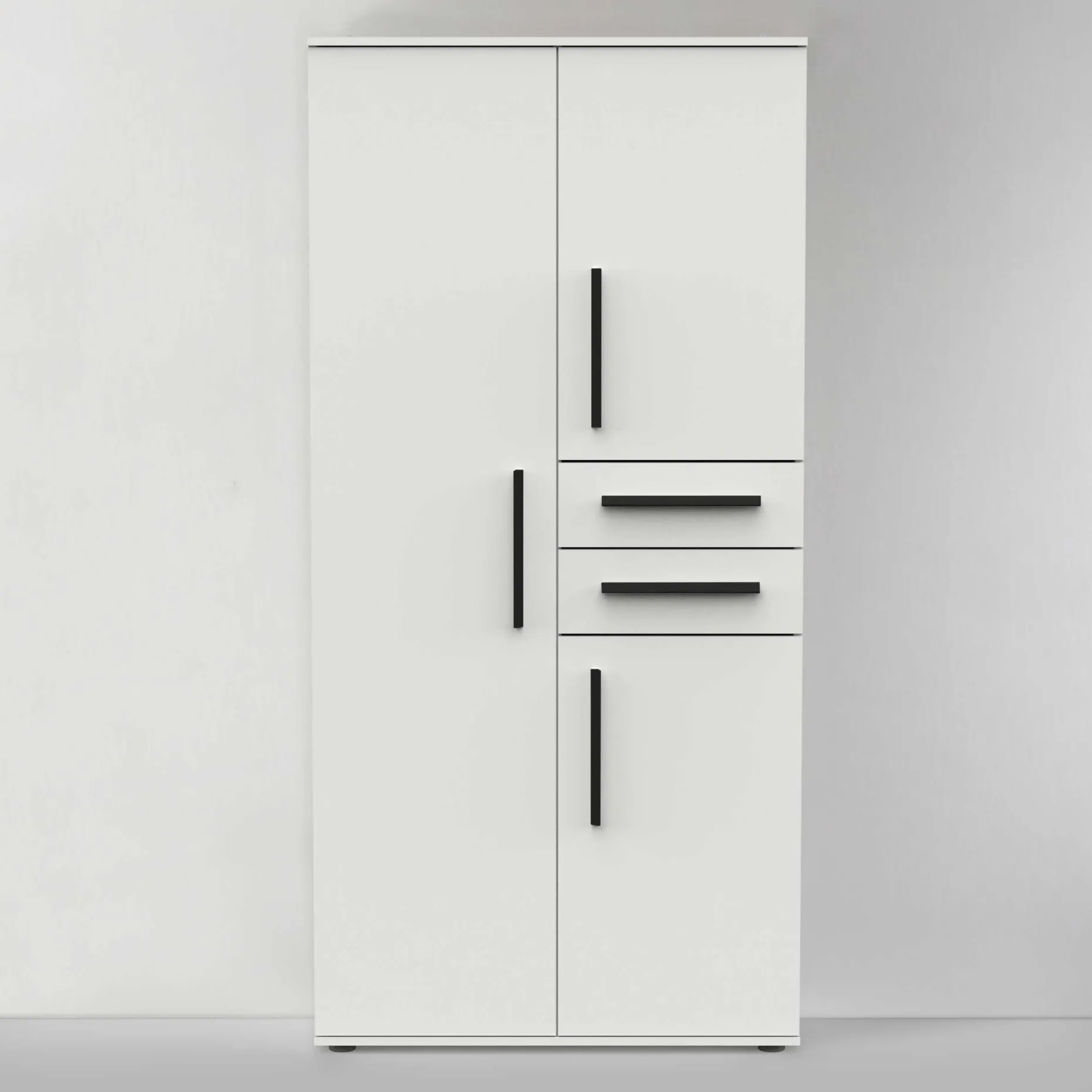 Kleiderschrank Versatil - 90x50x188cm - 3 Türen und 2 Schubladen - weiß
