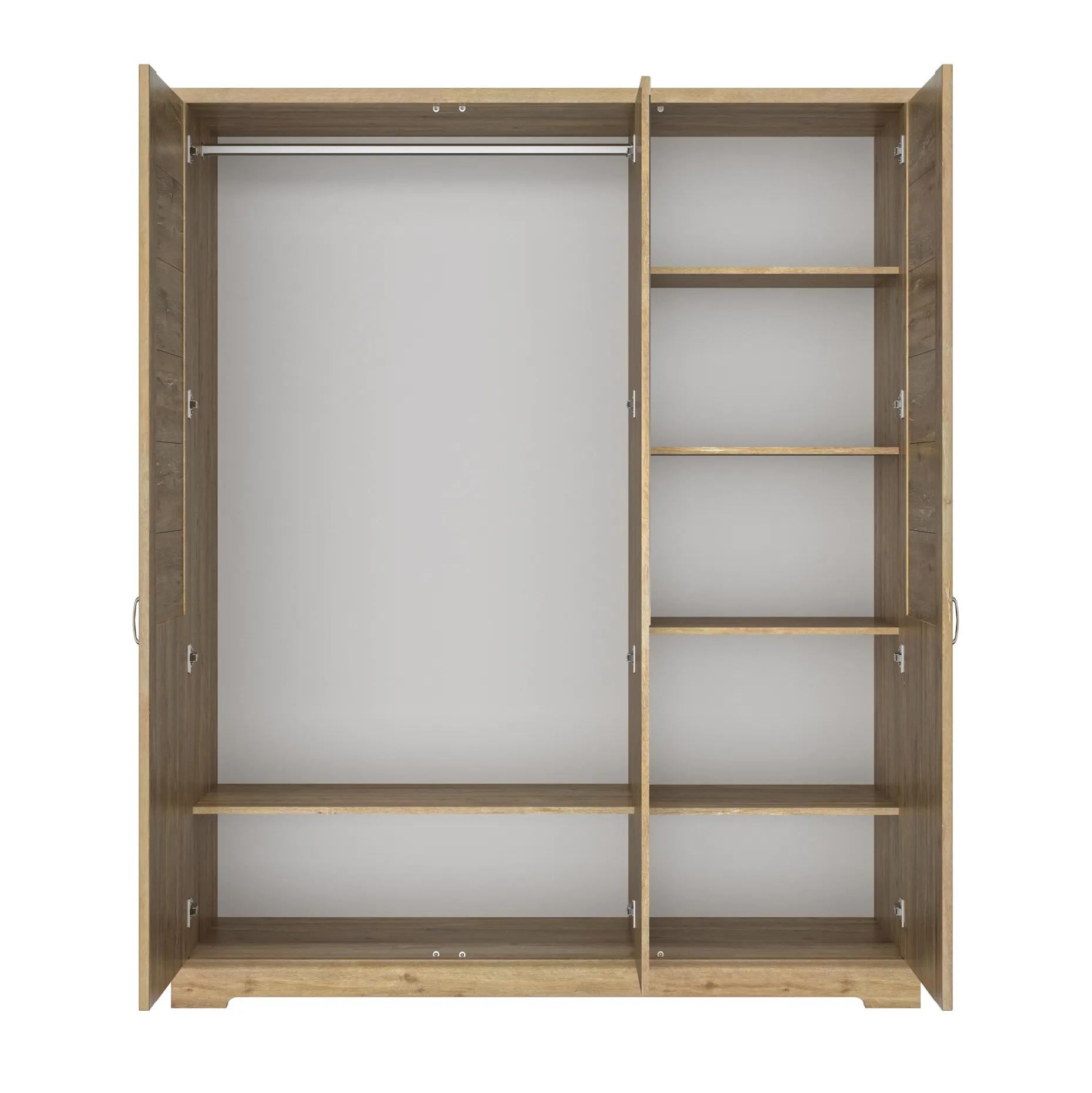 Kleiderschrank Wanda 170 cm 3 Türen und Spiegel - Braunes Kastanienholz