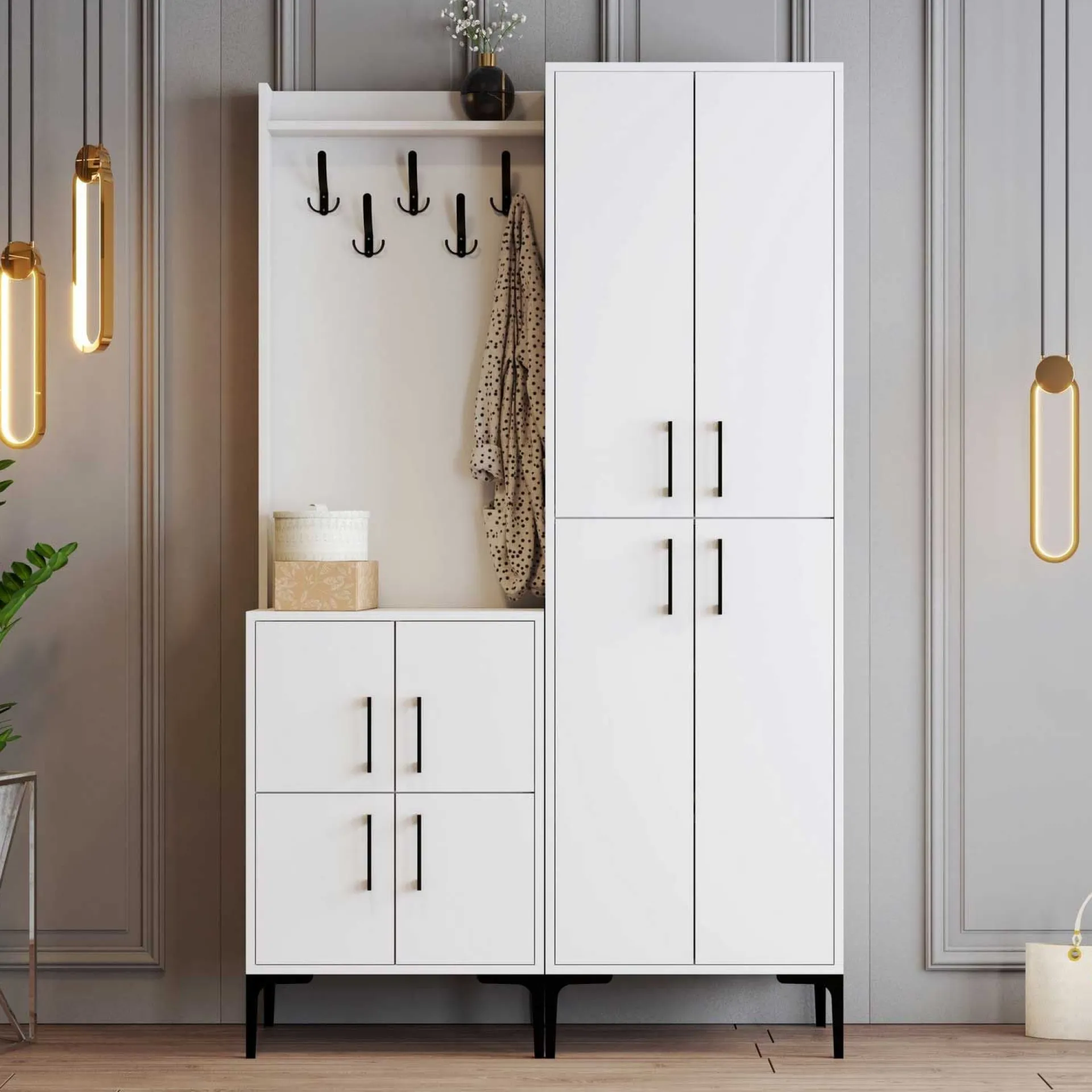 Emob Kleiderschrank - 150x35x200cm - 8 Türen -