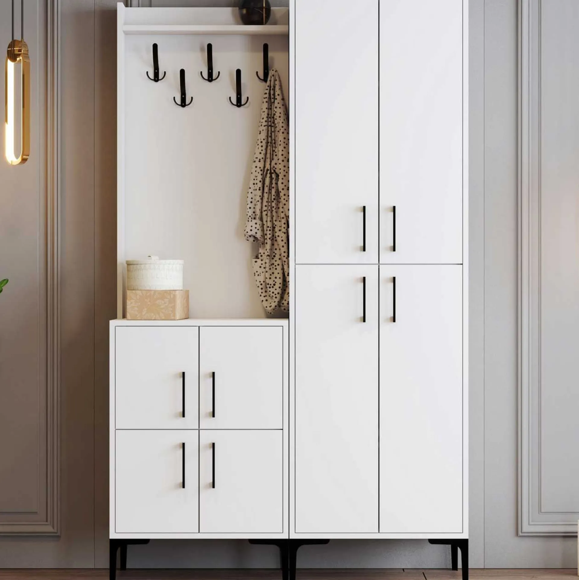 Emob Kleiderschrank - 150x35x200cm - 8 Türen -