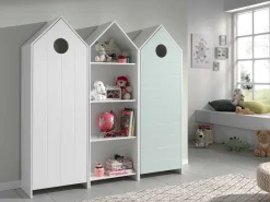2 Kleiderschränke Bücherregal Casami - mintgrün/weiß