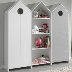 2 Kleiderschränke Bücherregal Casami - weiß/grau