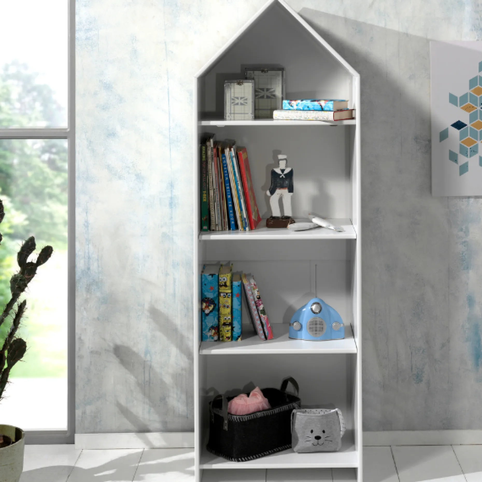 2 Kleiderschränke Bücherregal Casami - rosa/weiß/grau