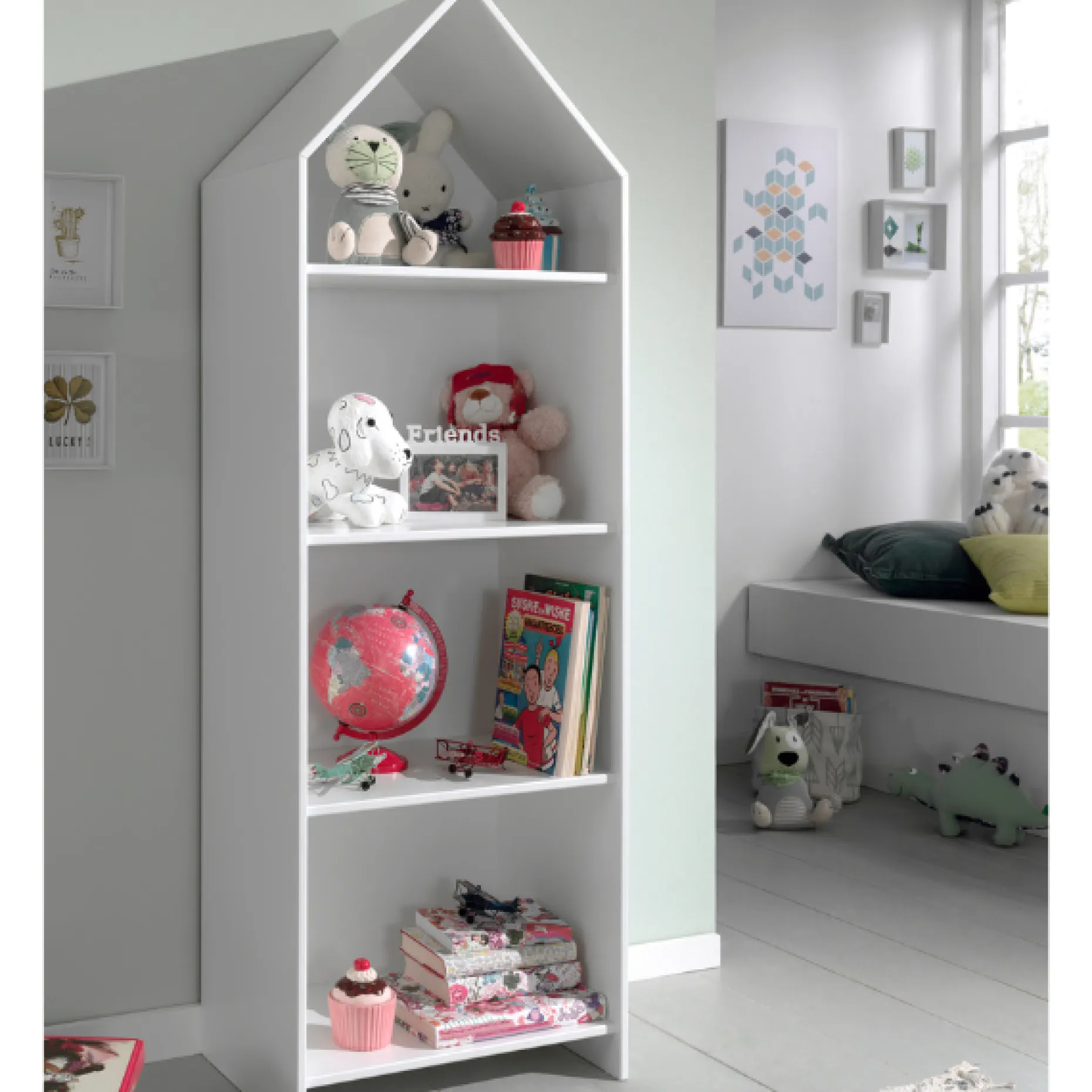 2 Kleiderschränke Bücherregal Casami - rosa/weiß/grau