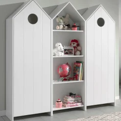 2 Kleiderschränke Bücherregal Casami - weiß