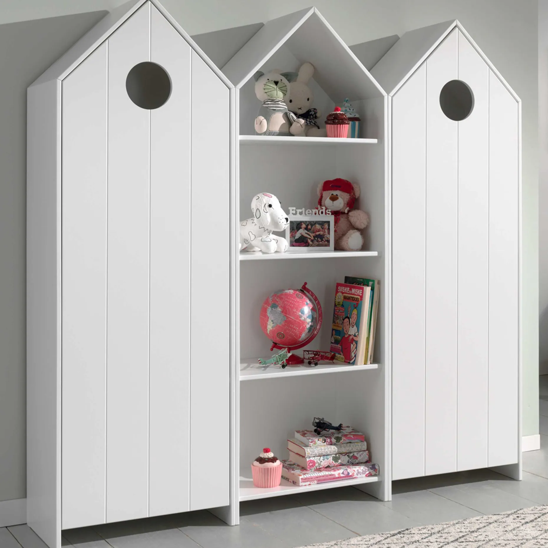 2 Kleiderschränke Bücherregal Casami - weiß