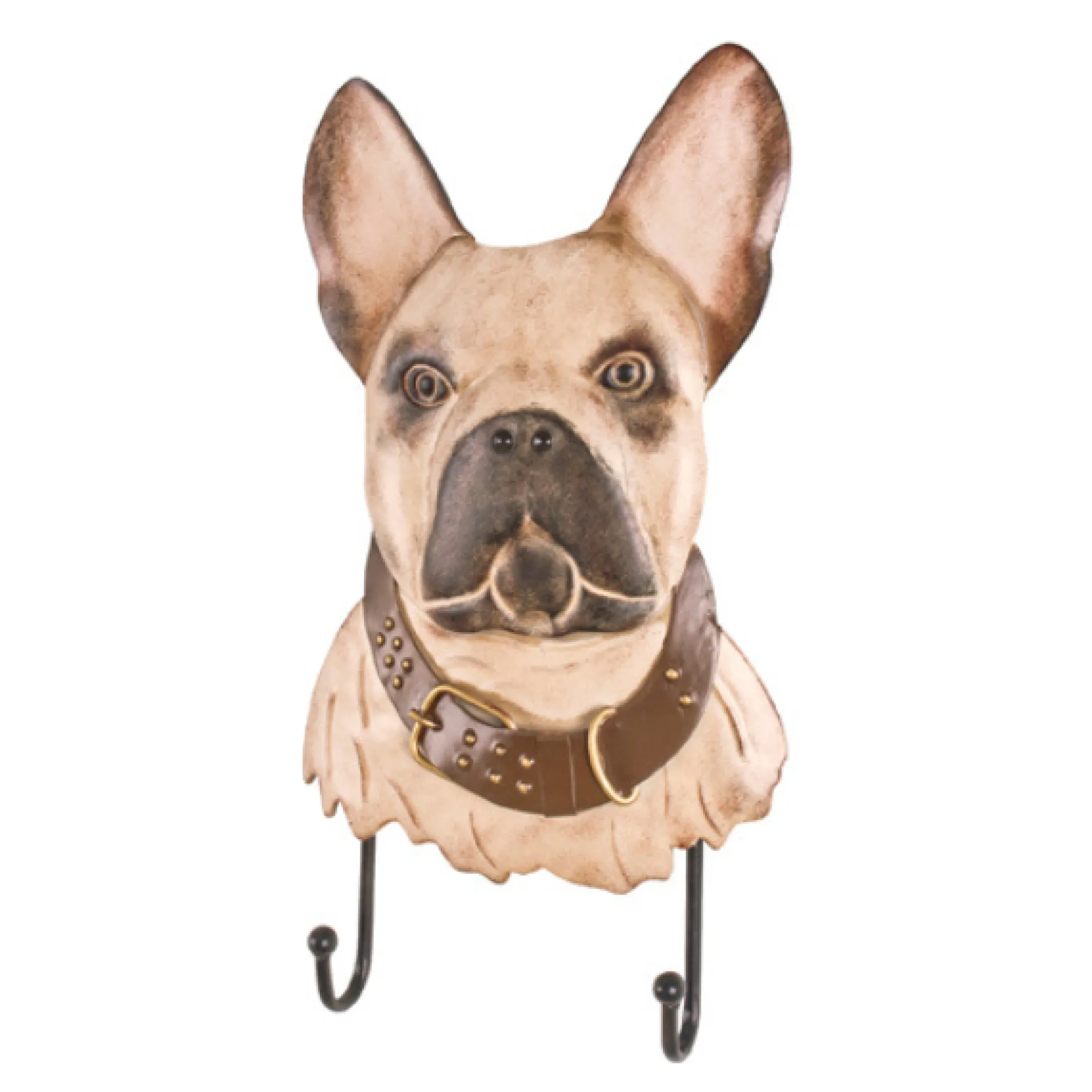 Kleiderständer Bulldogge - 20x5x36 cm - Beige/Metall
