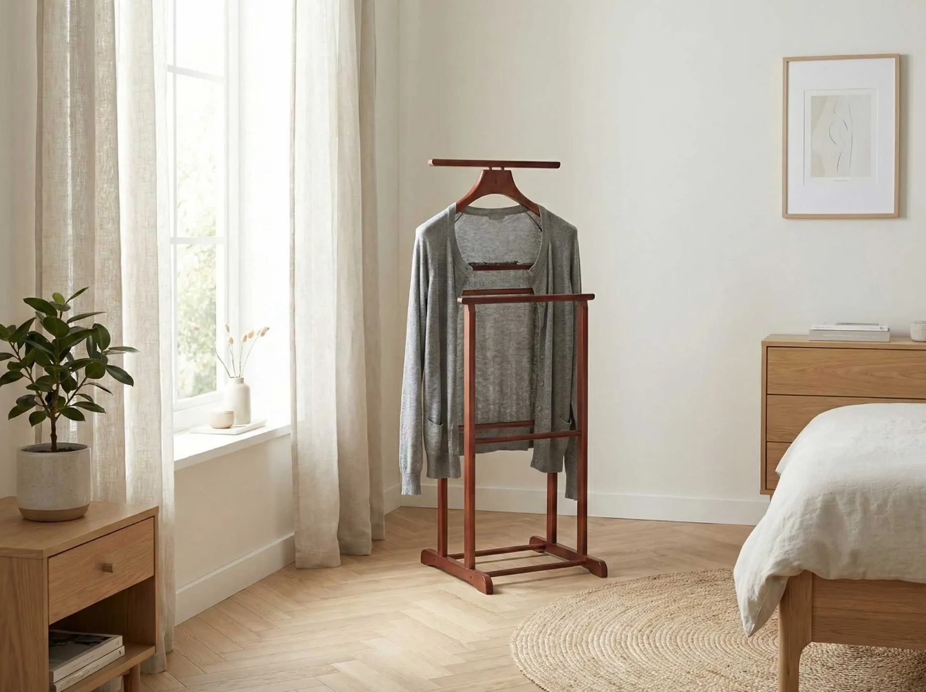 Kleiderständer mit Hosenbügel | Kirschholzdesign