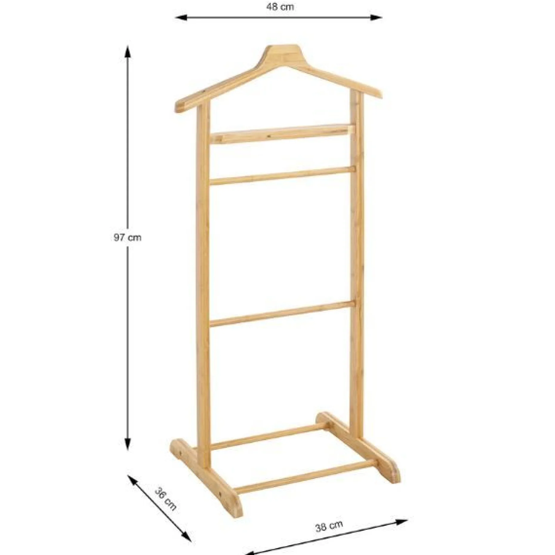 Kleiderständer mit Hosenbügel | Bambusdesign | 10 kg Belastbarkeit