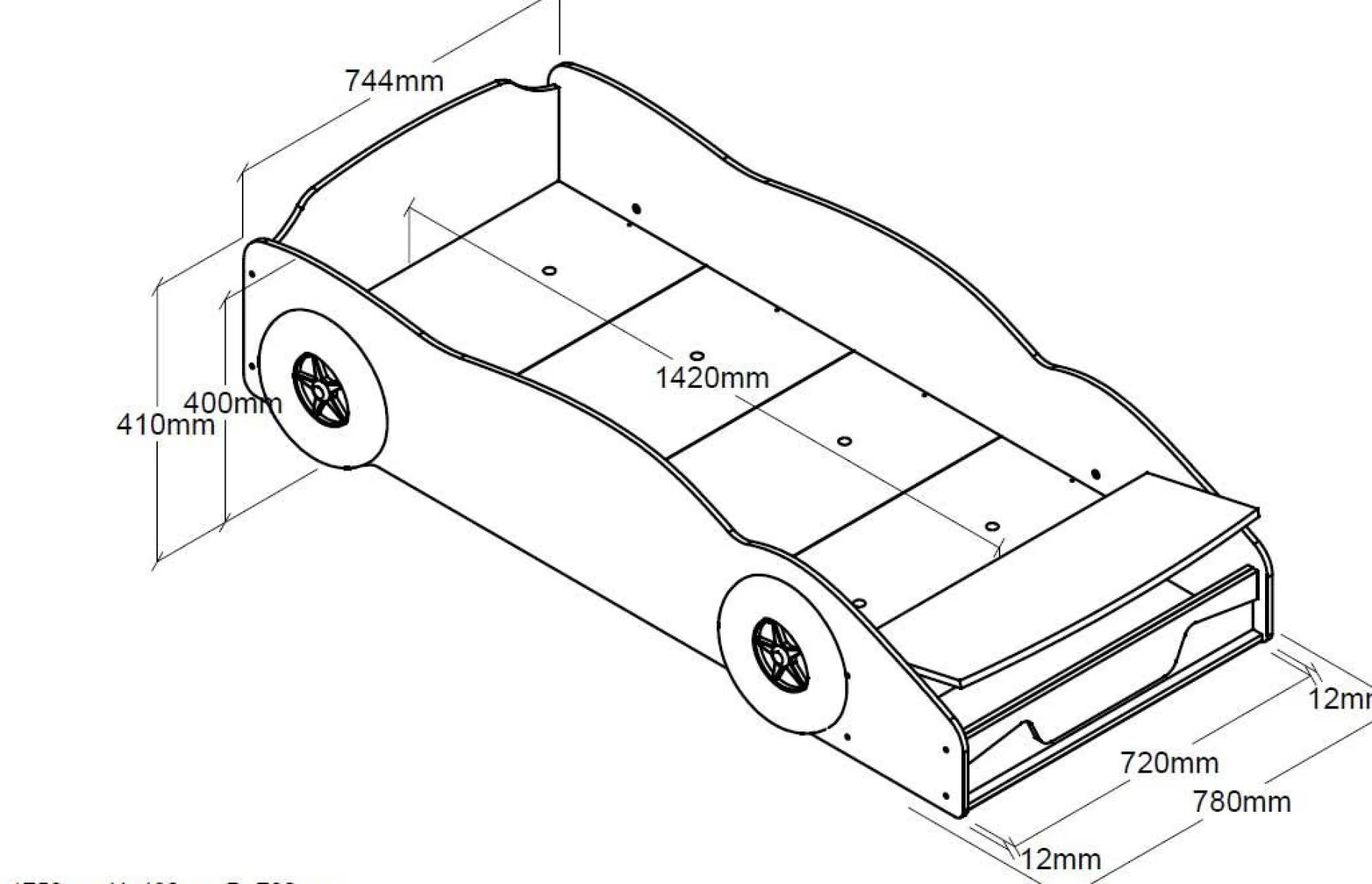 Kleinkindbett Polizeiauto 70x140cm - mit Staufach