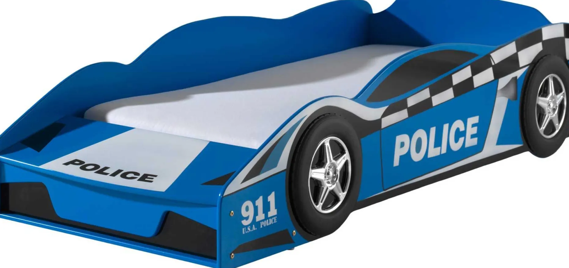 Kleinkindbett Polizeiauto 70x140cm - mit Staufach