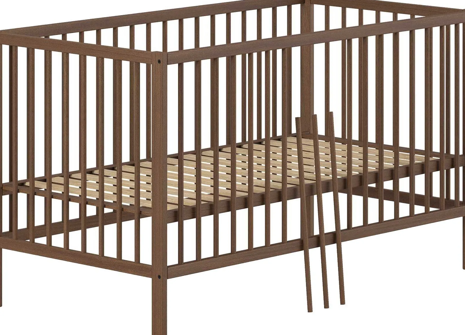 Kleinkinderbett Dino 70x140cm - verstellbar - Buche - Farbe Walnuss