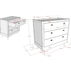 Kleinkindzimmer Forrest: Kleinkindbett 70x140cm, Kommode - Weißbuche